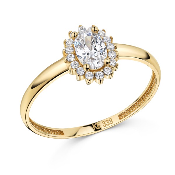 Damenring Gold 333 - 17 Zirkonia - Oval