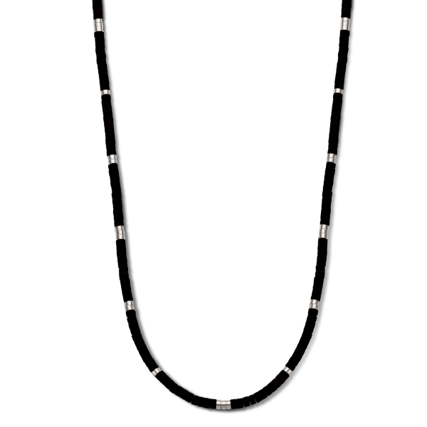Frank 1967 Halskette schwarzer Achat - Zwischenteile Edelstahl IPS - 70cm - Bild 2