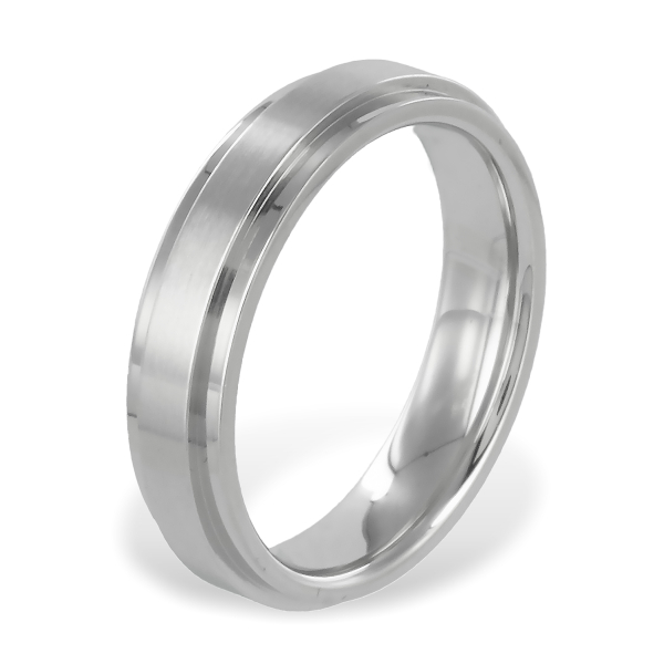 Freundschafts- und Verlobungsring Edelstahl Teilmatt - 5mm breit