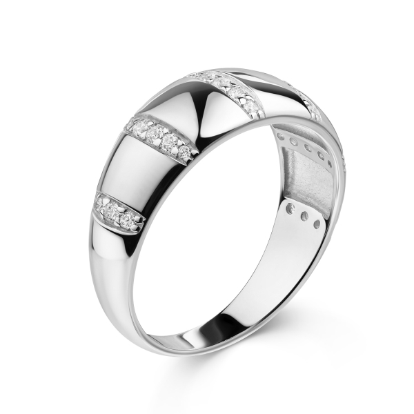 Ring Silber 925 rhodiniert - 26 Zirkonia - Breite 2,9 auf 8,0mm