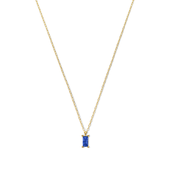 Collier mit Zirkonia saphirblau Silber 925 vergoldet - Baguetteschliff 6x3mm - Bild 2