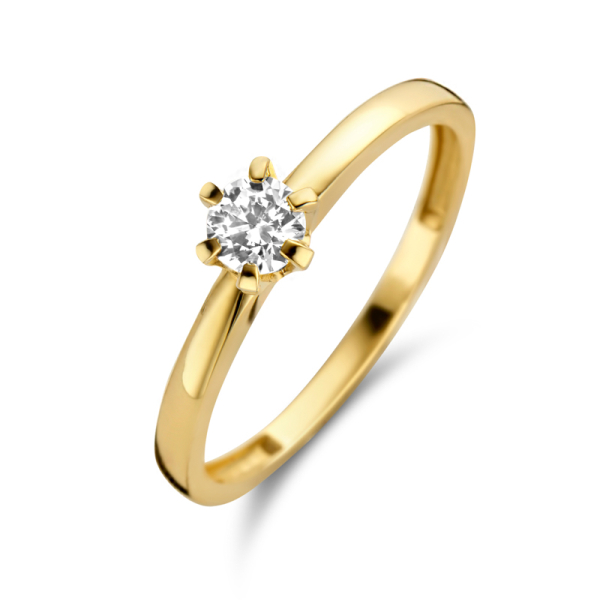 Damenring Gold 585 - Zirkonia 4,0mm - 6 Stotzen