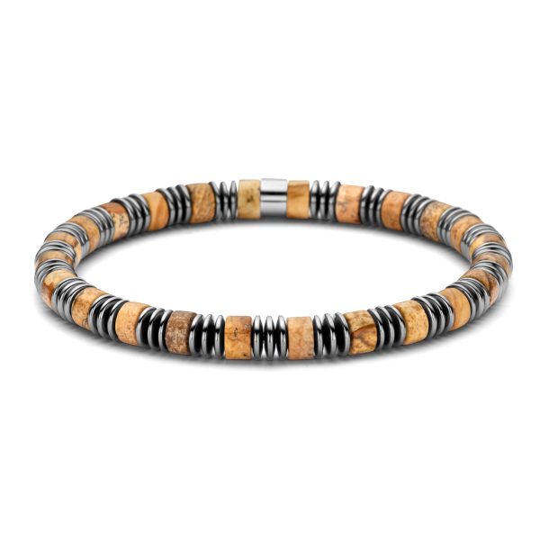 Frank 1967 Armband Blauer Apatit und Hämatit Edelstahl IPS - 4mm breit
