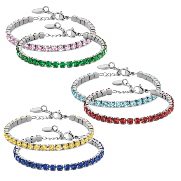 Lovebird Tennis-Armband mit Zirkonia Edelstahl - Farbauswahl