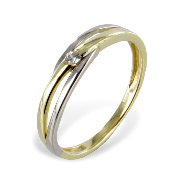 Ring Bicolor Gold 333 - Gelbgold und Weißgold - Zirkonia