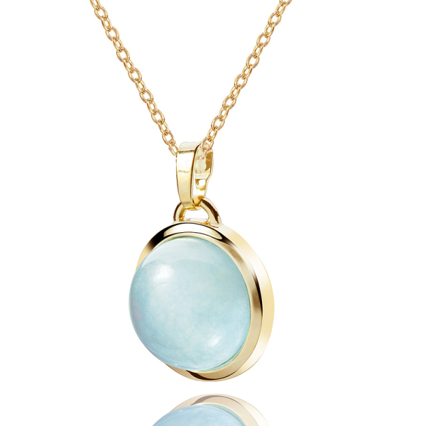 Collier Chalcedon blau Silber 925 - 10 Milliemes vergoldet - Made in Germany