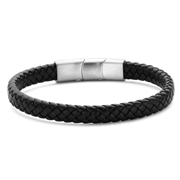 Frank 1967 Armband Echtleder Schwarz Edelstahl IPS - 7,5mm