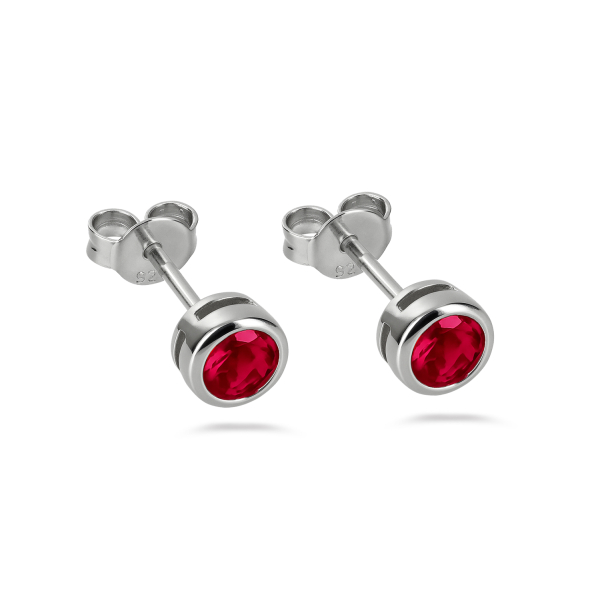 Ohrstecker Zirkonia Rubinrot Silber 925 rhodiniert - 2,5mm