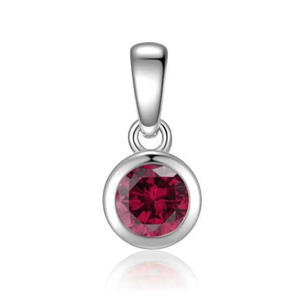 Anhänger Zirkonia Rot Silber 925 rhodiniert - Ø 7,5mm