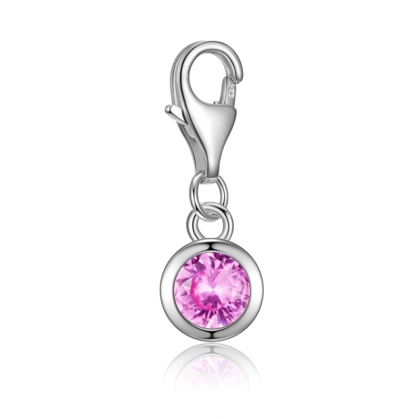 Charm Zirkonia Pink Silber 925 - 5mm