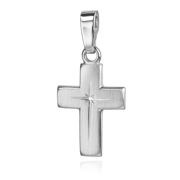 Anhänger Kreuz Silber 925 - Matt und Diamantiert - 15mm
