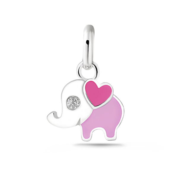Anhänger Elefant Silber 925 rhodiniert - Zirkonia und Lack Bunt