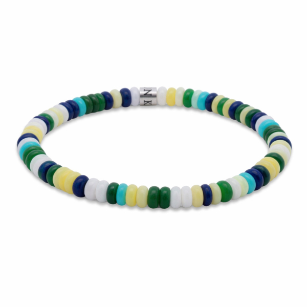 Frank 1967 Armband Disc Beads Edelstahl IPS - Hellblau, Blau, Grün, Gelb, Weiß