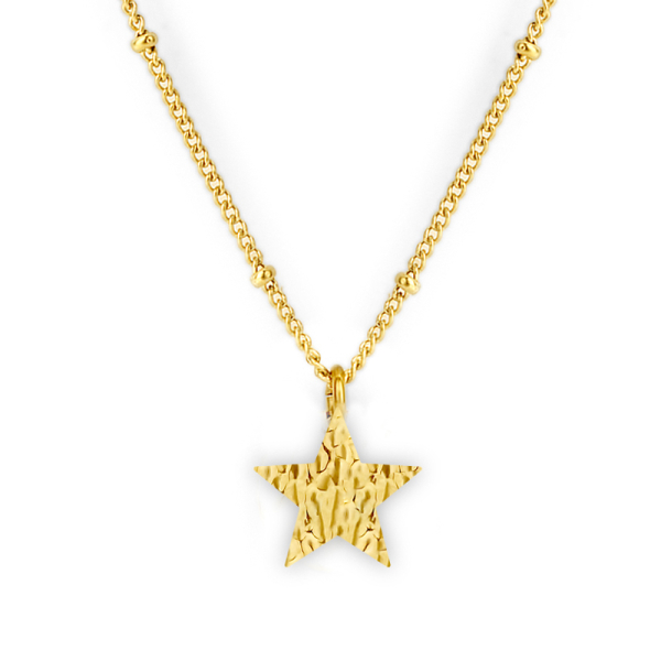 Lovebird Collier mit Stern gehämmert Edelstahl IPG - 40+5cm