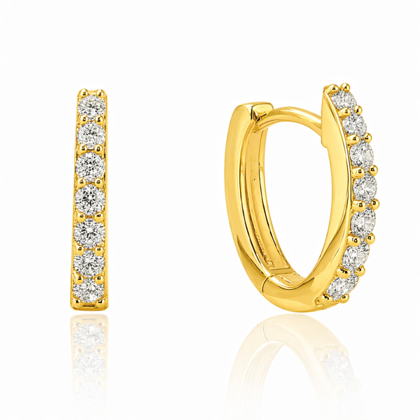 Klappcreolen Silber 925 vergoldet - 14,5x12mm - 14 Zirkonia - Hochglanz