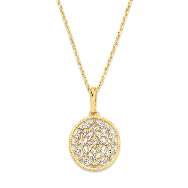 Collier Gold 585 mit Anhänger - 33 Zirkonia