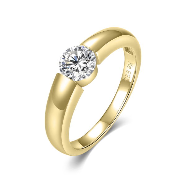 Damenring Zirkonia Silber 925 vergoldet - 6,5mm