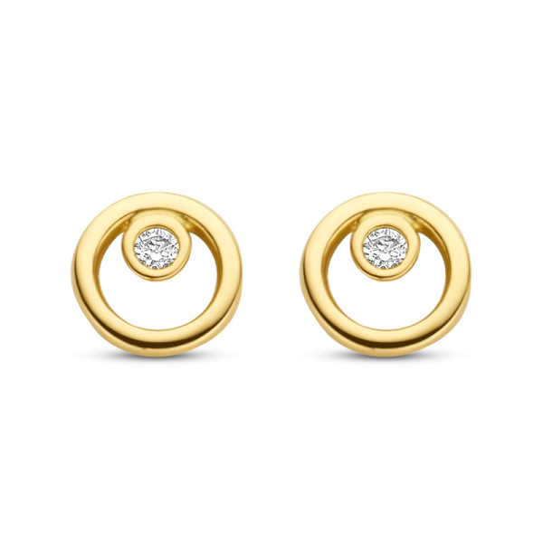 Ohrstecker rund Gold 585 - Zirkonia - Ø 4,3mm