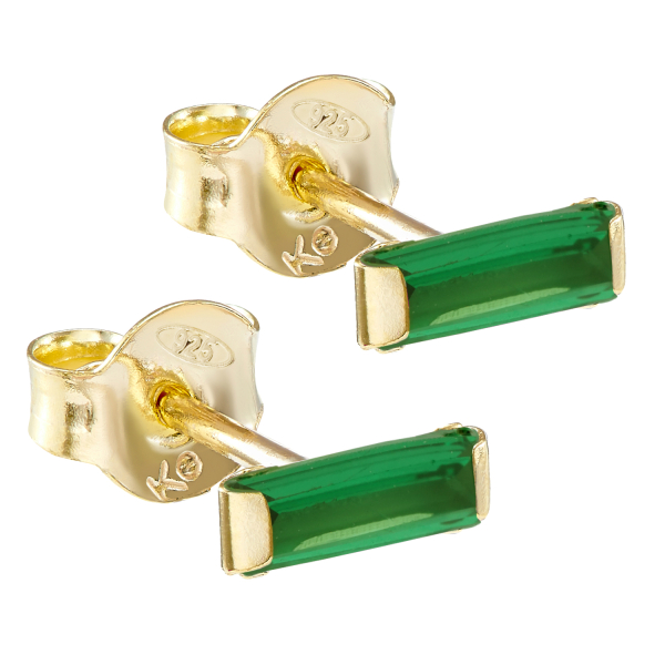 Ohrstecker mit Zirkonia smaragdgrün Silber 925 vergoldet - 7x3mm