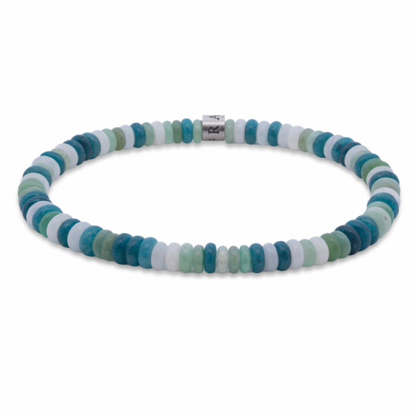 Frank 1967 Armband Disc Beads Edelstahl IPS - Grün, Weiß, Blau