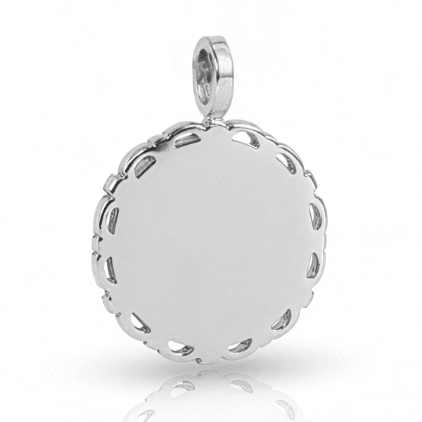 Anhänger Gravurplatte rund mit Bordüre Edelstahl - Ø 17mm - Filigrane Bordüre