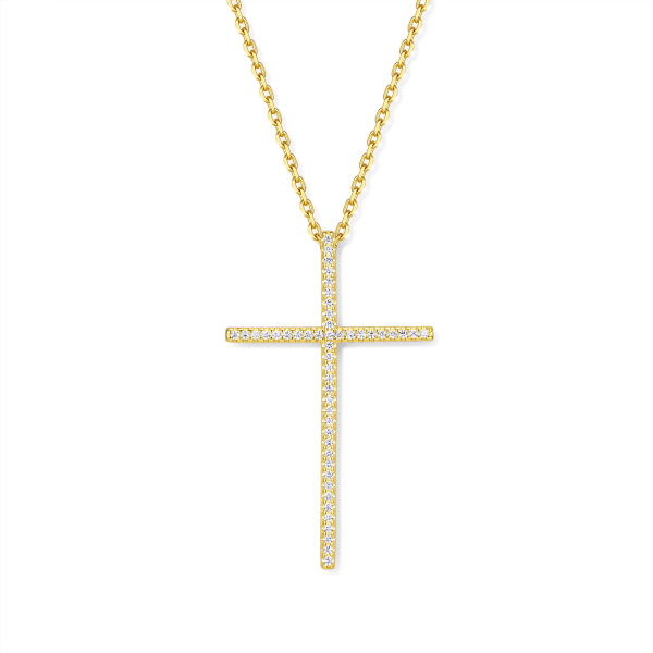 Kreuz Collier Silber 925 mit 48 Zirkonia - vergoldet oder rhodiniert