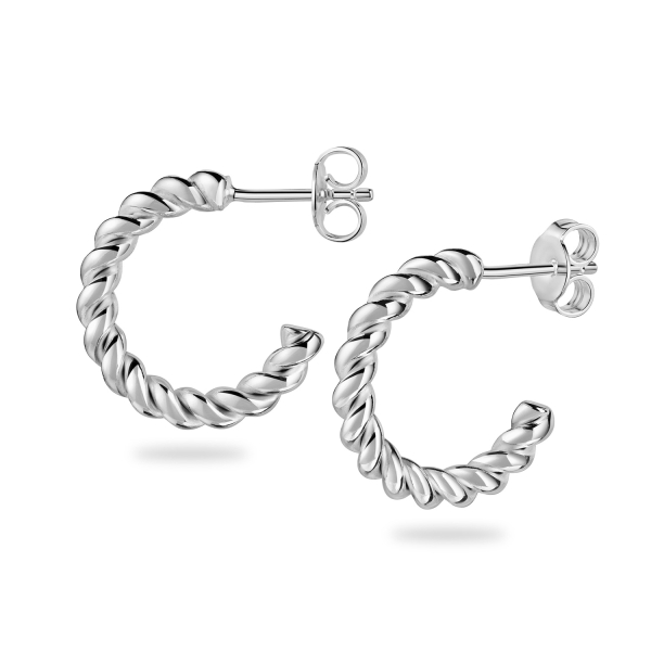Ohrstecker Creolen twisted Silber 925 - Ø 18mm - Recyceltes Silber
