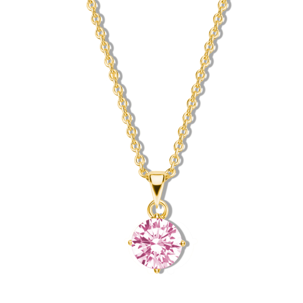 Collier mit Zirkonia pink Silber 925 vergoldet - Ø 5mm - Ankerkette