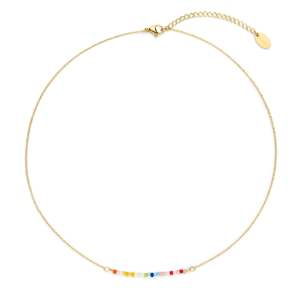 Lovebird Collier Glasbeads Farbenmix Edelstahl IPG - 2,4mm