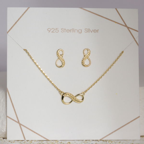 Set Collier & Ohrstecker Endless Silber 925 vergoldet