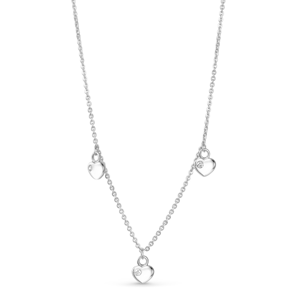 Collier mit 3 Herzen Silber 925 rhodiniert - Zirkonia - 38cm - Recyceltes Silber - Bild 2