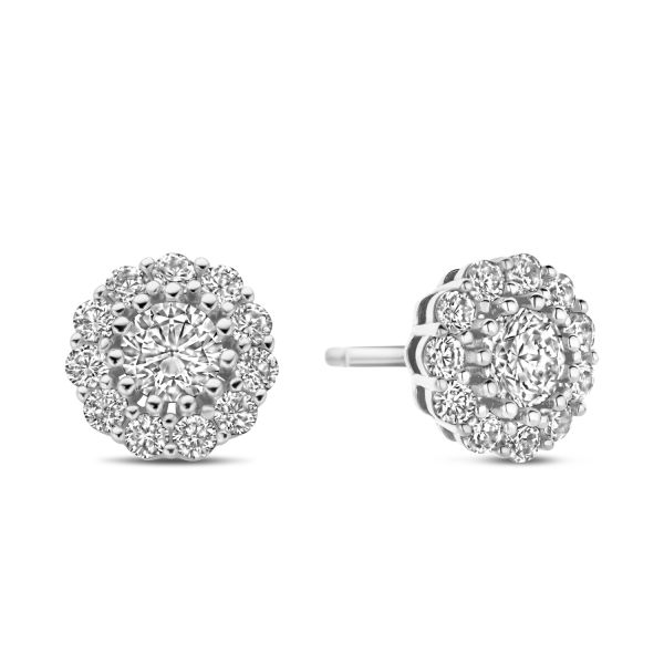Ohrstecker Silber 925 rhodiniert - 24 Zirkonia - Ø 8,0mm
