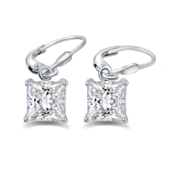 Lovebird Ohrhänger Silber 925 rhodiniert - Zirkonia Princess Cut - 5x5mm