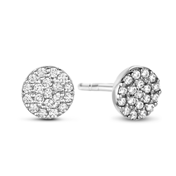 Ohrstecker Kreis Silber 925 rhodiniert - 38 Zirkonia
