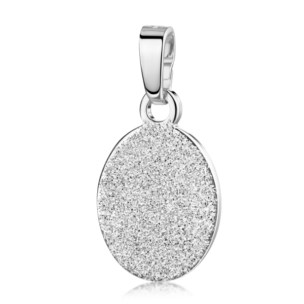 Anhänger ovale Gravurplatte Diamant Glitzer Silber 925 - 10x12mm