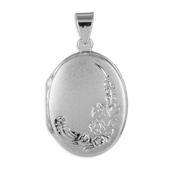 Medaillon Silber 925 - Florales Muster - Mattiert