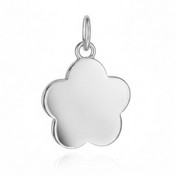 Anhänger Gravurplatte Blume Silber 925 - Ø 13mm