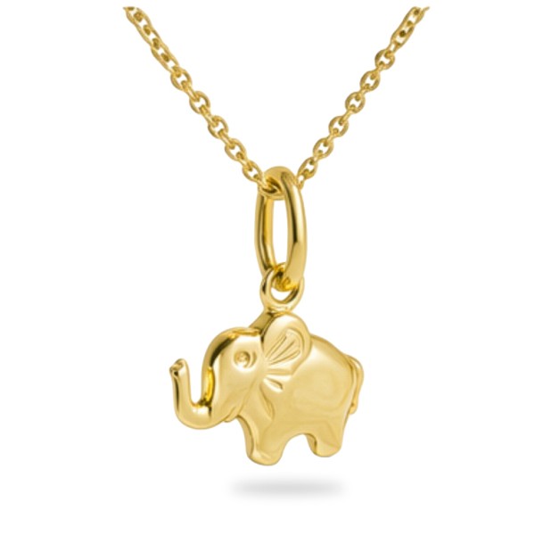 Anhänger Elefant Silber 925 vergoldet - Hochglanz - 9mm