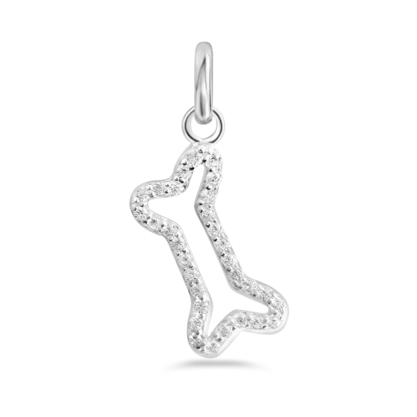 Anhänger Hundeknochen Silber 925 rhodiniert - 31 Zirkonia