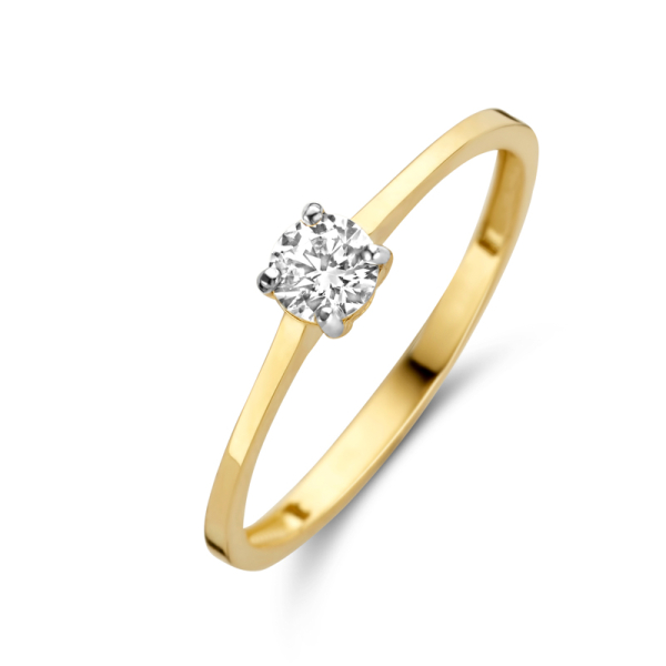 Damenring Gold 585 - Zirkonia 4,0mm - 4 Stotzen