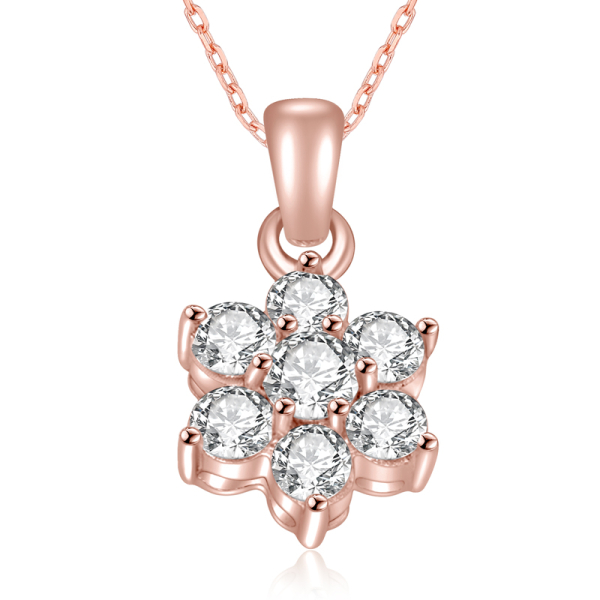 Lovebird Collier mit 7 Zirkonia Silber 925 rosé vergoldet - Anhänger 11x18mm