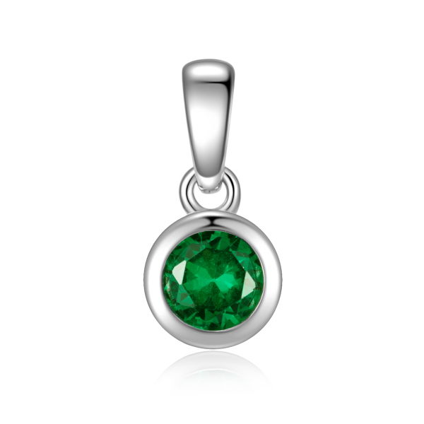 Anhänger Zirkonia Grün Silber 925 rhodiniert - Ø 7,5mm