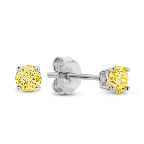 Ohrstecker mit Zirkonia gelb Silber 925 rhodiniert - Ø 3mm