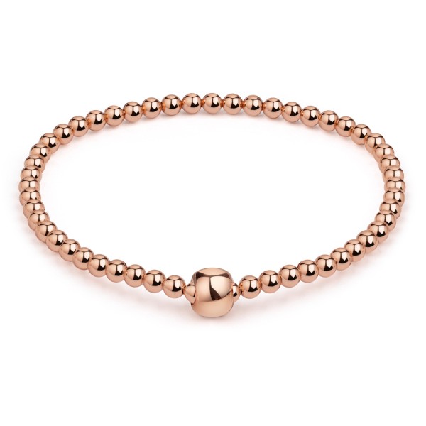 Kugelarmband elastisch Silber 925 rosé vergoldet - 18cm
