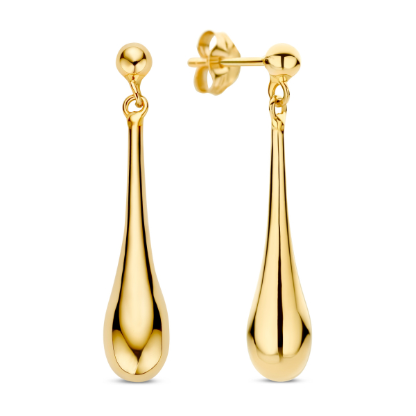 Ohrstecker Drop mit Kugel Gold 585 - Hochglanz - Höhe 26,00mm