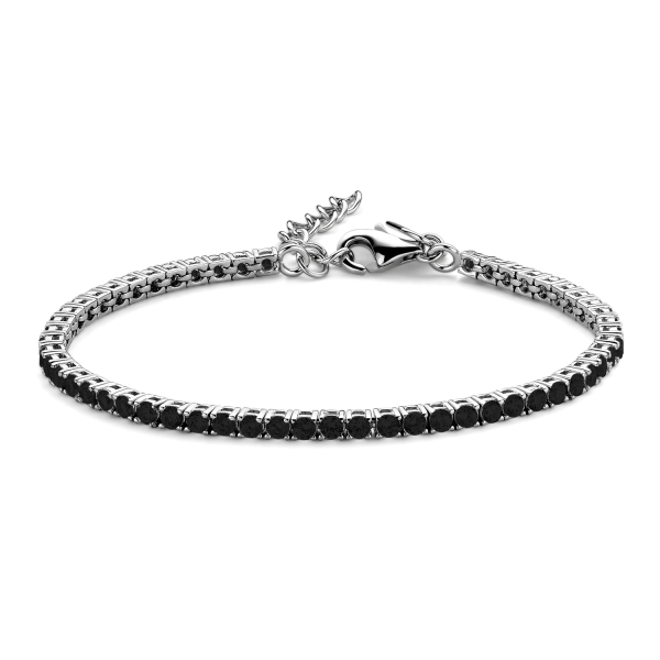 Tennisarmband Zirkonia schwarz Silber 925 rhodiniert - 3mm