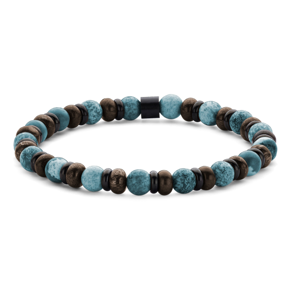 Frank 1967 Armband Blauer Apatit und Brekzienjaspis Edelstahl IPB - 6mm