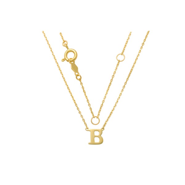 Buchstaben-Collier Gold 585 - Ankerkette diamantiert - 43cm mit Zwischenösen - Bild 3