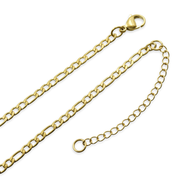 Figaroarmband Edelstahl PVD - 3mm breit - 17cm mit Verlängerung - Bild 2