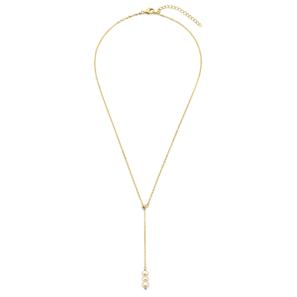 Y-Collier Silber 925 vergoldet - 3 Süßwasser-Zuchtperlen - Bild 2